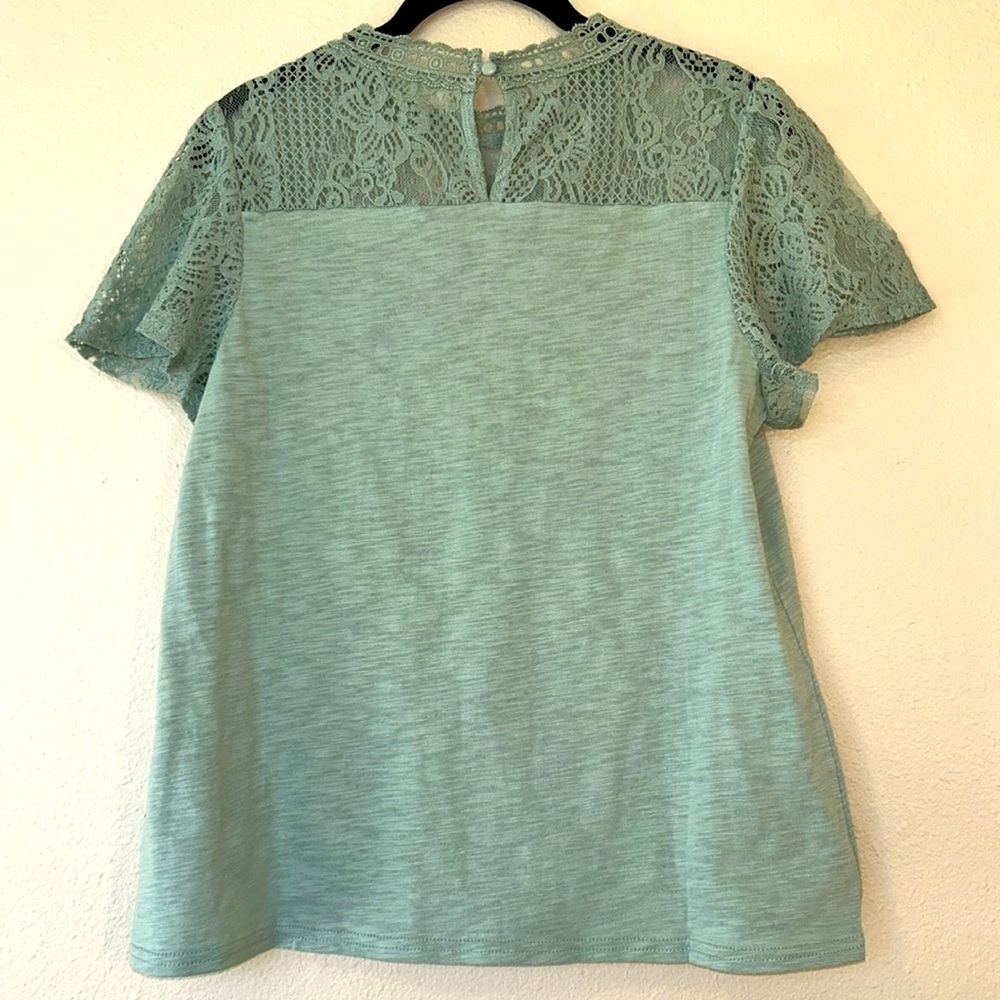 Anthropologie Ella Mara Boho Lace Size Medium Top Turquoise New - Picture 4 of 7